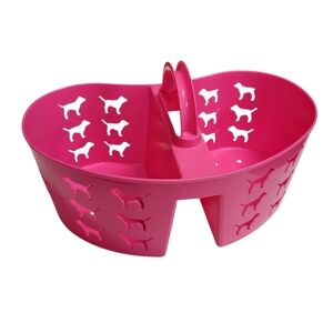 Victorias Secret Pink Dog Graphic Heart Shape SHOWER CADDIE organizer 16Lx6H